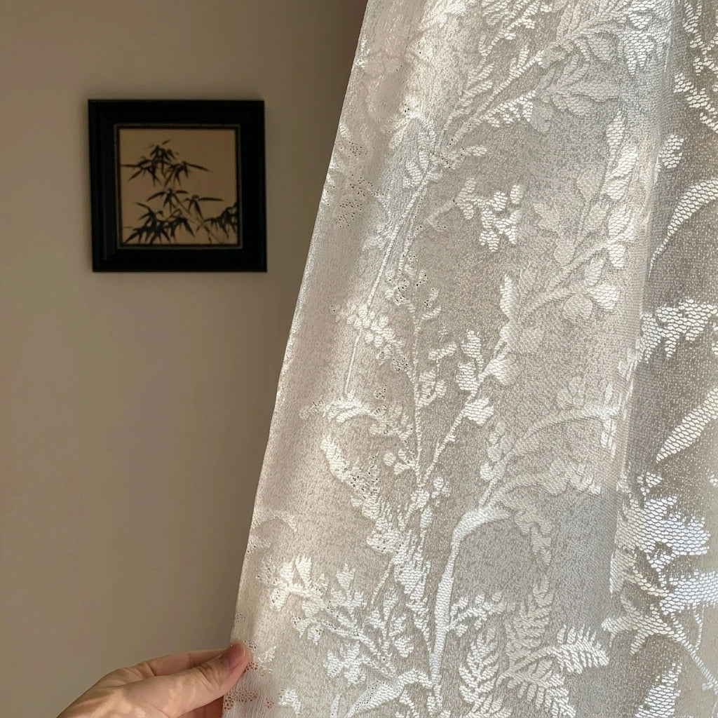 Semi-Sheer Jacquard Curtain Panels