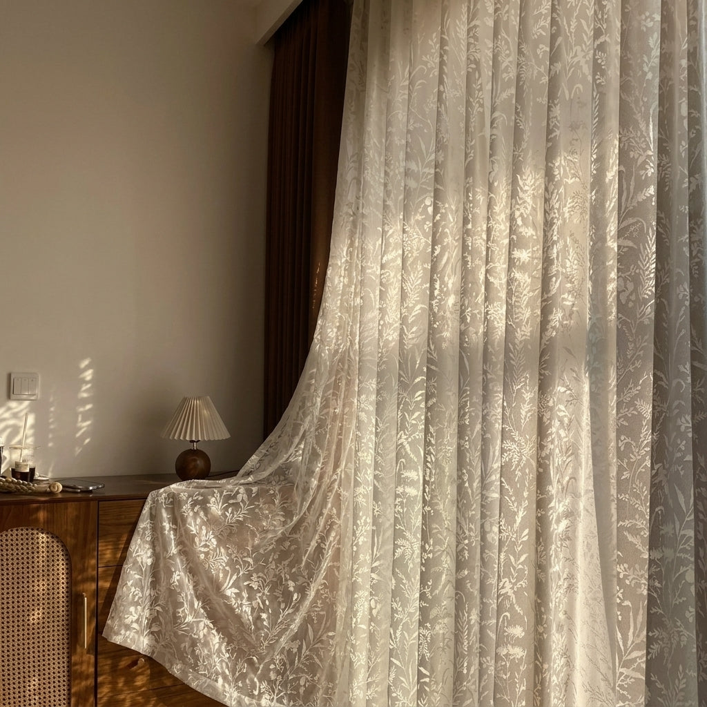 Semi-Sheer Jacquard Curtain Panels
