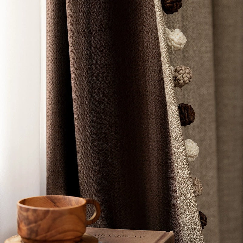 Blackout Chenille Curtain Panels Brown Room Darkening Drapes