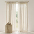 Semi-Sheer Jacquard Linen Curtain Panels
