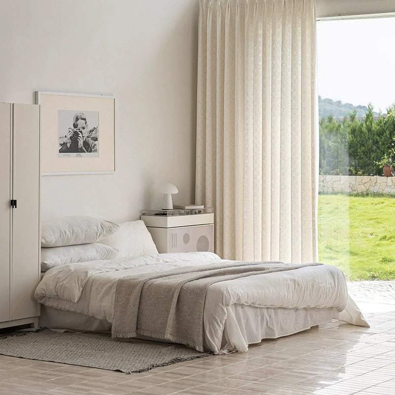 Semi-Sheer Jacquard Linen Curtain Panels