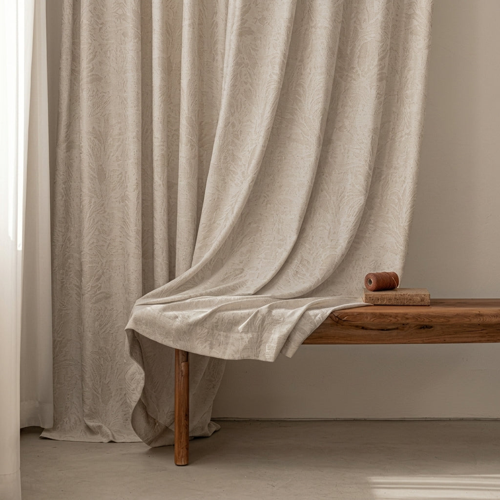 Semi-Blackout Jacquard Curtain Panels Beige