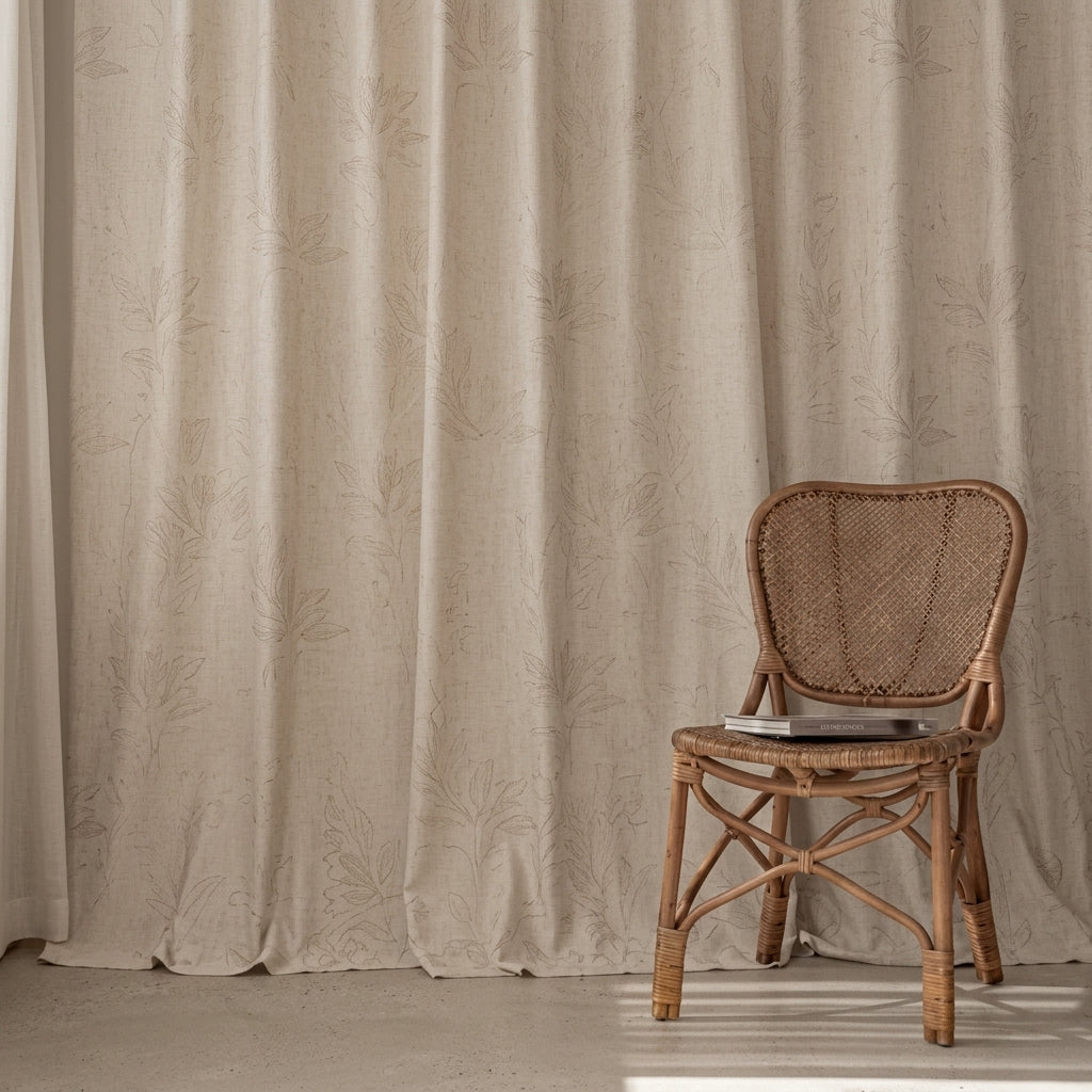 Semi-Blackout Jacquard Curtain Panels Beige