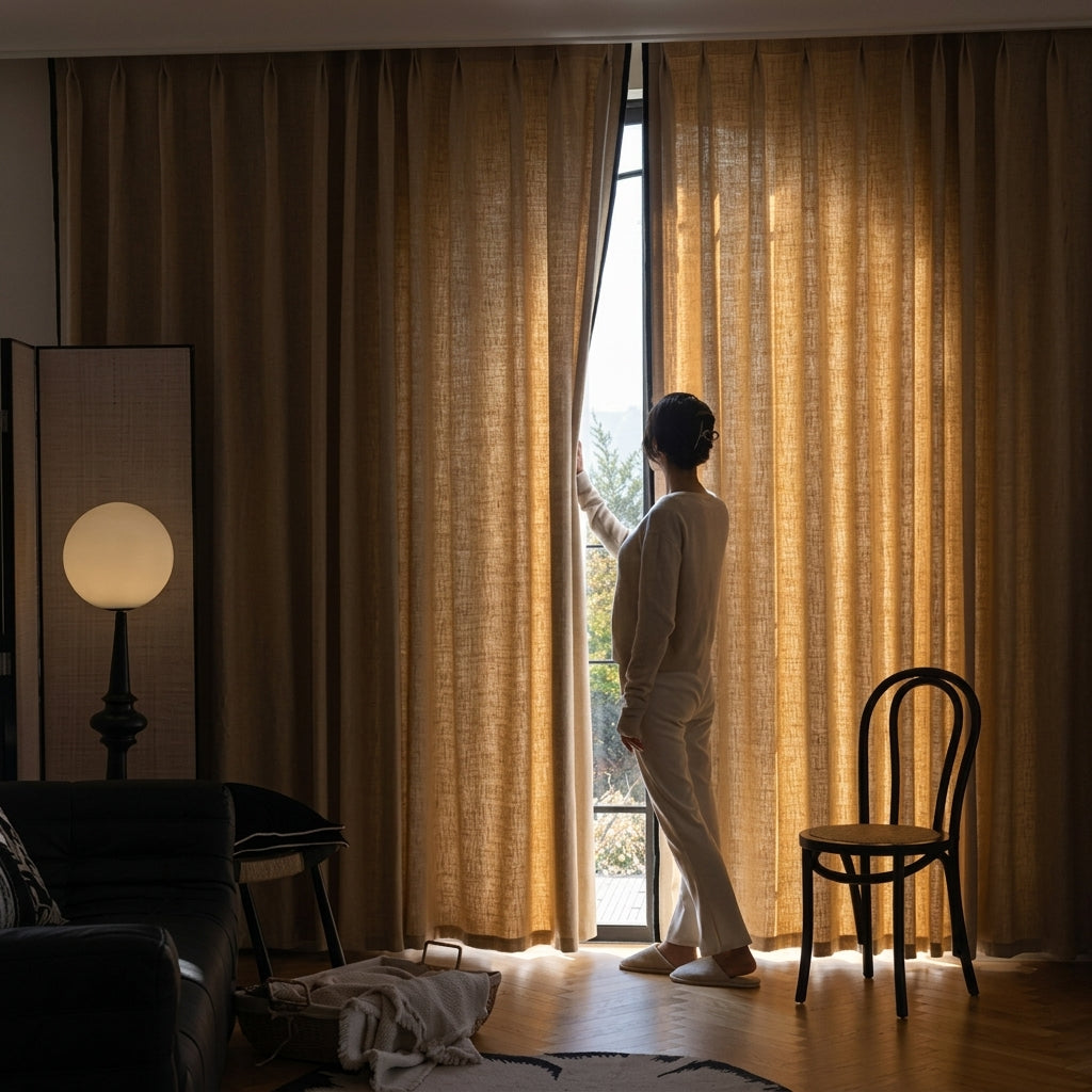 Semi-Sheer Textured Weave Curtain Panels