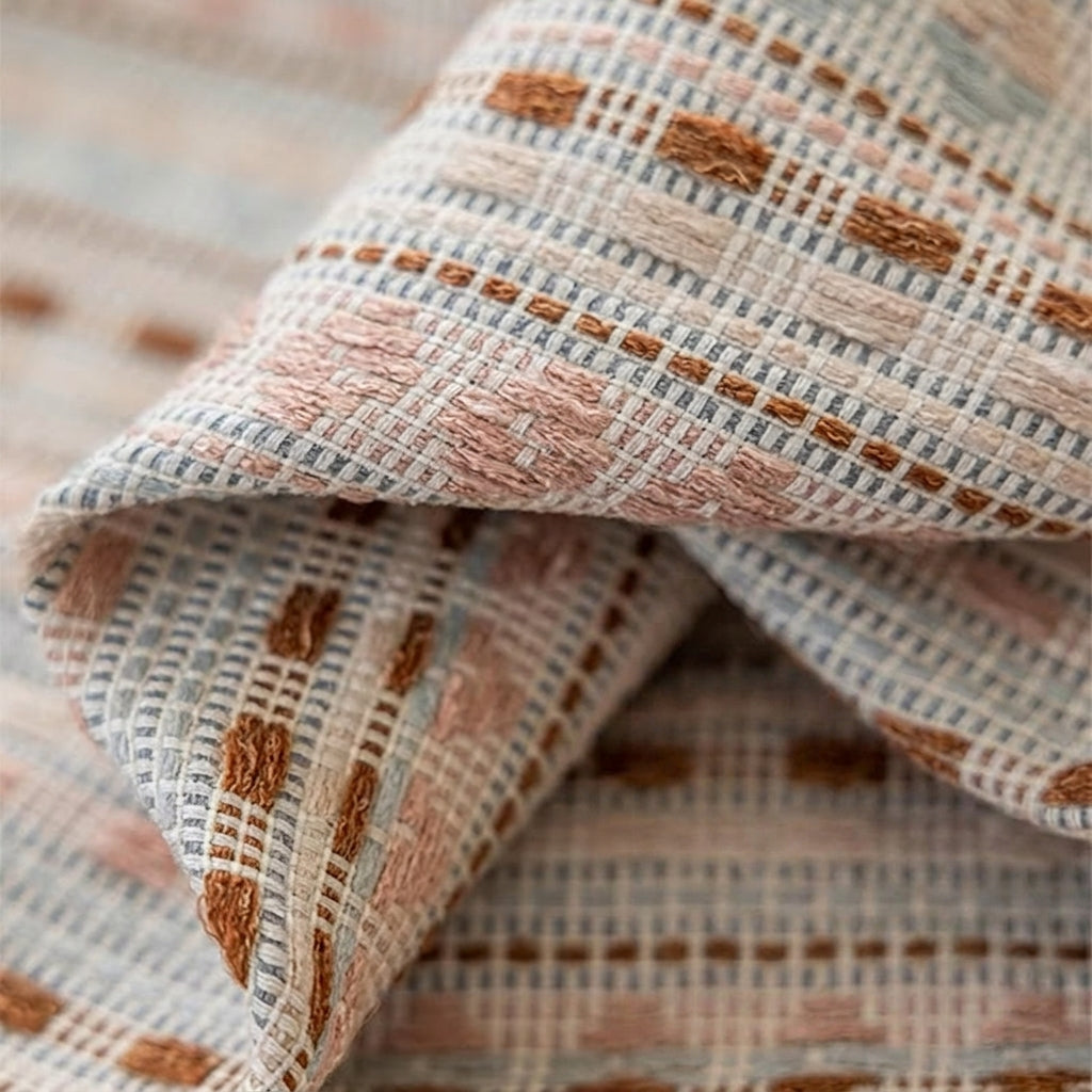 Semi-Sheer Jacquard Curtain Panels Stripe Pink