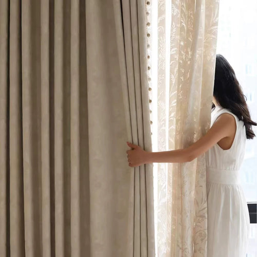 Blackout Chenille Jacquard Curtain Panels Ice Silver Gray
