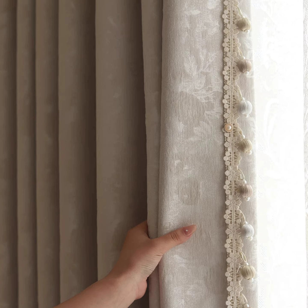Blackout Chenille Jacquard Curtain Panels Ice Silver Gray