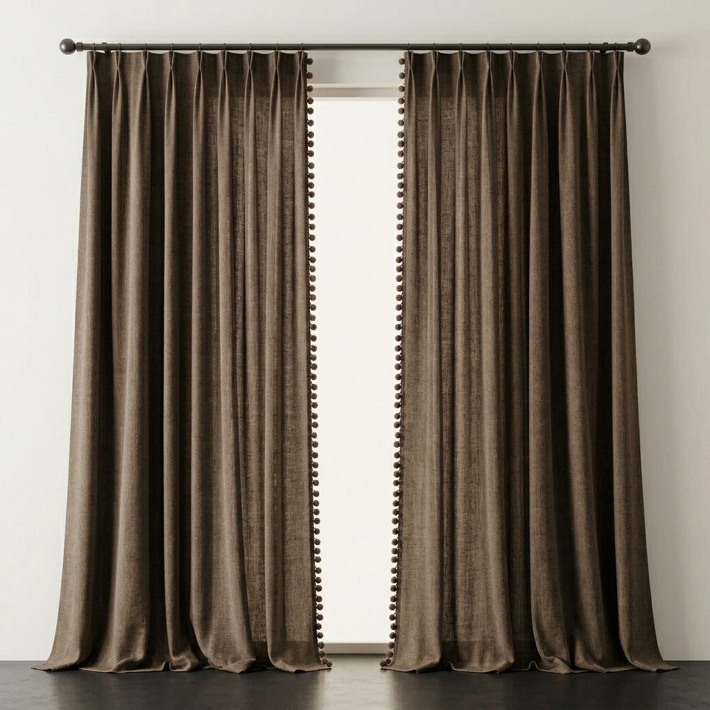 Blackout Chenille Curtain Panels Brown Room Darkening Drapes